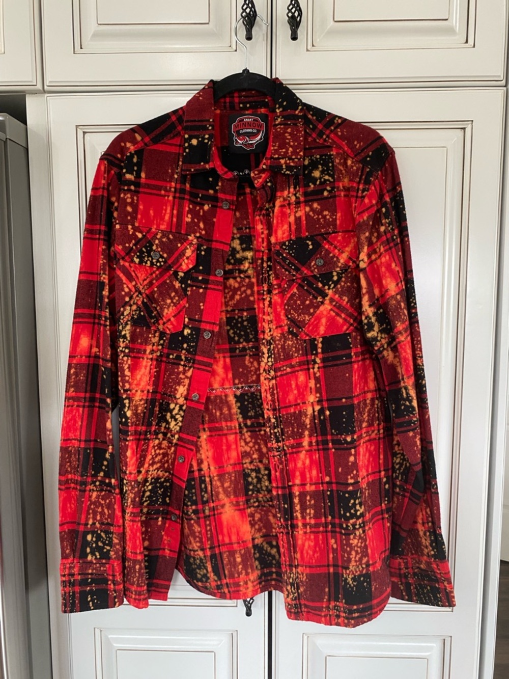 Red Plaid Jean-Style Jacket with Graphic Back - Picture 3 of 3
